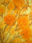 Цветя в оранжево(2007). Батик. 53х37 см.<br/>Flowers in orange(2007). Batik. 53х37 cm (не е в наличност)