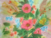 Розови божури (ангажиРозови божури(2006). Батик. 49х52 см.  (не е в наличност)рана)