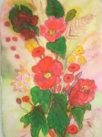 Червени божури(2006). Батик. 47х29 см.Red peonies(2006). Batik. 47х29 cm (не е в наличност)