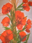 Къдрави лалета(2008). Батик. 53х52 см. Curly tulips(2008). Batik. 53x52 cm (не е в наличност)