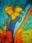 Ваза с цвете(2007). Батик. 52х36 см.Vase with a flower(2007). Batik. 52х36  cm  (не е в наличност)