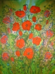 Макове със синчец(2007). Батик. 64х52 см.Poppies with squill(2007). Batik. 64х52  cm (не е в наличност)