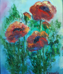 Макове(2025). Маслени бои върху платно.Размери 30/30 см(не е в наличност)
