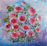 Магнетични рози(2025).Маслени бои върху платно. Размери 40/40 см (налична)